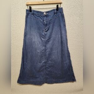 YKK‎ Vintage Style J Sz 30 Denim Skirt A Line Long Maxi Western Boho Cowgirl